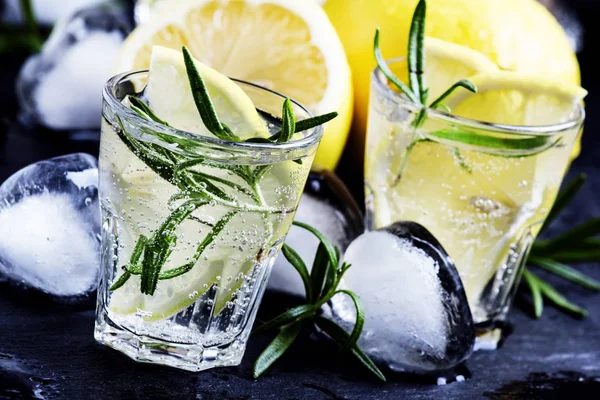Сухой лимонад с лимоном, розмарином и льдом — стоковое фото