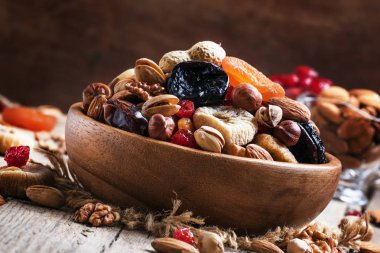 Nuts and dried fruit mix clipart