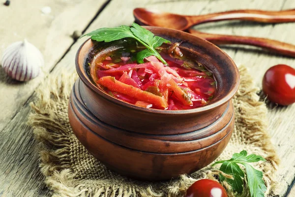 양배추, 사탕 무와 토마토와 보르시 — 스톡 사진