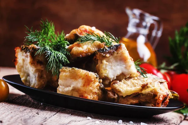 Fried fish on a plate — Stock Photo, Image