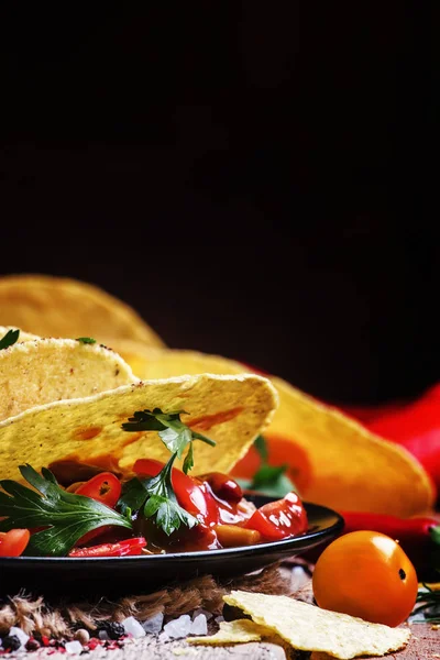 Mexican corn tacos with fillings — Stock Photo, Image