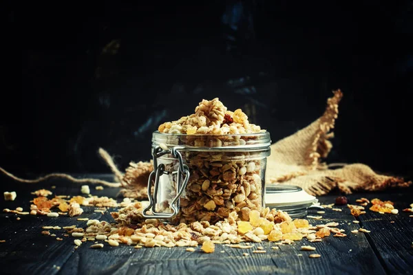 Muesli al horno con pasas y semillas de girasol — Foto de Stock