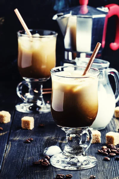 Ice coffee in glasses — стоковое фото