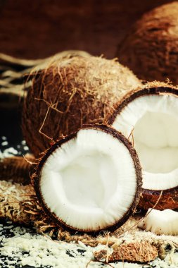 Taze hindistan cevizi, seçici odak