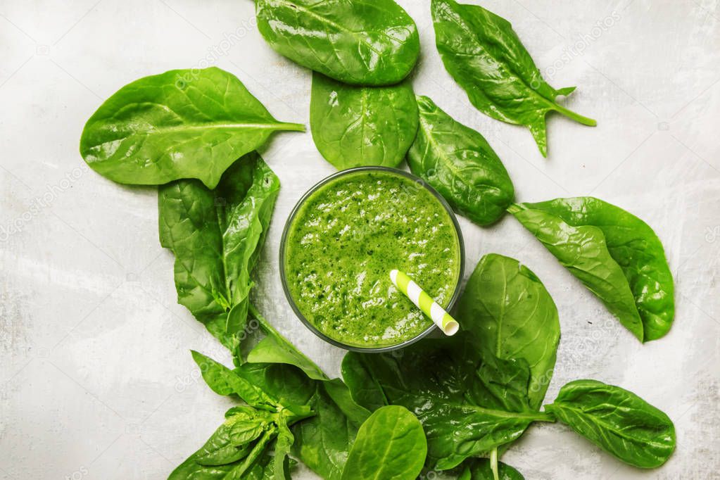 Spinach smoothies, food background