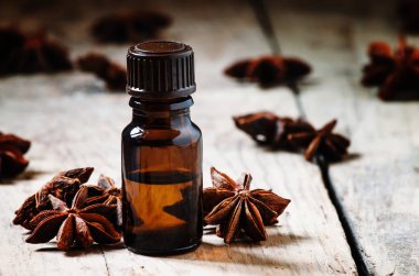 Essential oil of anise, selective focus clipart