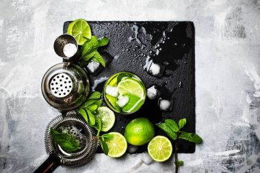 Mojito kokteyl, yemek arka plan