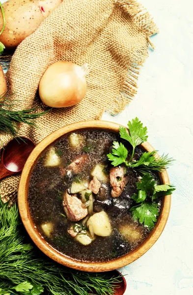Zelfgemaakte soep met vlees — Stockfoto