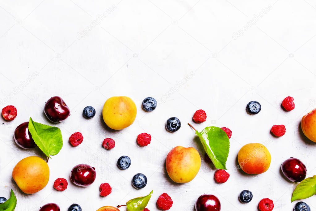 Food background, summer berries and fruits 