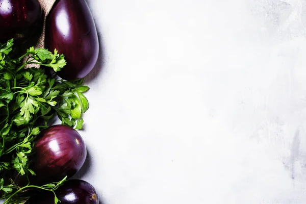 stock image Fresh eggplants and parsley 