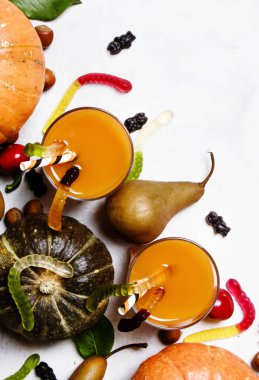 Cadılar Bayramı Balkabağı suyu ile arka plan 