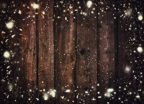 Texture en bois avec flocons de neige — Photo