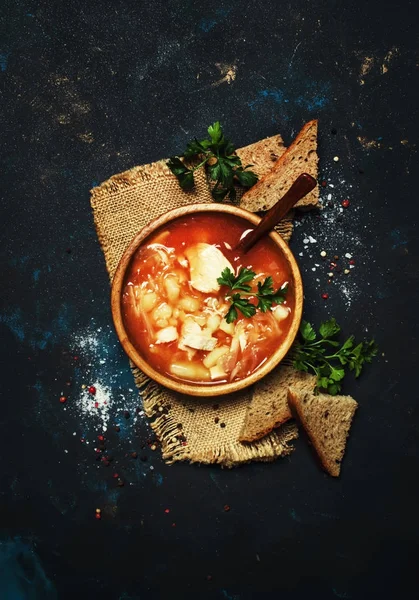 Shchi - Soup From Sauerkraut, Meat And Tomato — Stock Image Shchi - Soup From Sauerkraut, Meat And Tomato Stock Photo