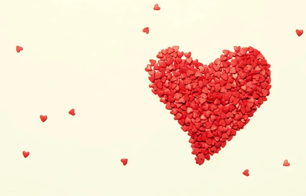 Coração Vermelho Corações Açúcar Doce Cartão Dia Dos Namorados Fundo — Fotografia de Stock