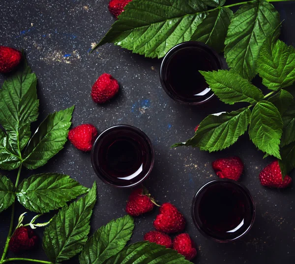 Homemade Raspberry Drink Food Background Top View — Stock Photo, Image