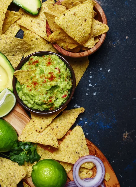 Mexikansk Mat Guacamole Sås Med Avokado Lök Vitlök Och Chili — Stockfoto