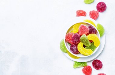 Şeker, açık renkli, üstten görünüm çok renkli marmelat