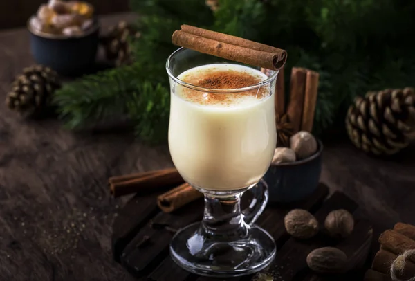 Coquetel Natal Ano Novo Inverno Quente Bebida Outono Com Leite — Fotografia de Stock