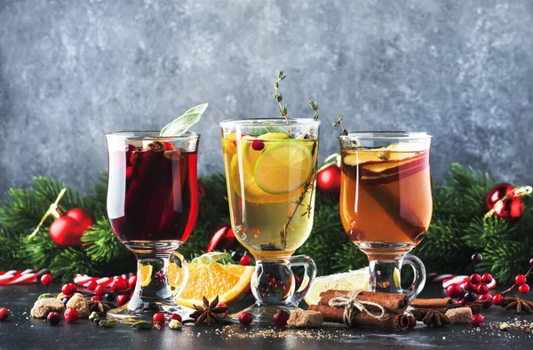Vinho Amassado Cidra Bebidas Quentes Inverno Coquetéis Para Natal Véspera — Fotografia de Stock