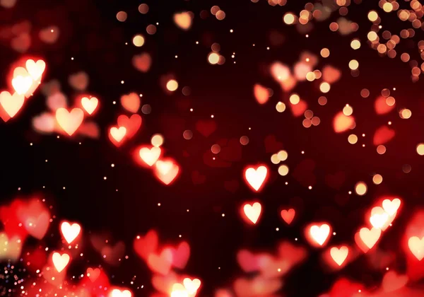 Srdce Pozadí Koncept Valentýna Abstraktní Bokeh Světla — Stock fotografie