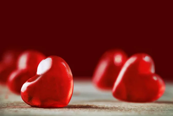 Valentijnsdag Achtergrond Met Rode Harten Vakantiekaart Met Kopieerruimte — Stockfoto