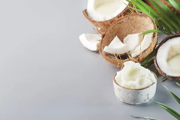 Mct Manteiga Coco Óleo Coco Alimentos Orgânicos Saudáveis Beleza Conceito — Fotografia de Stock