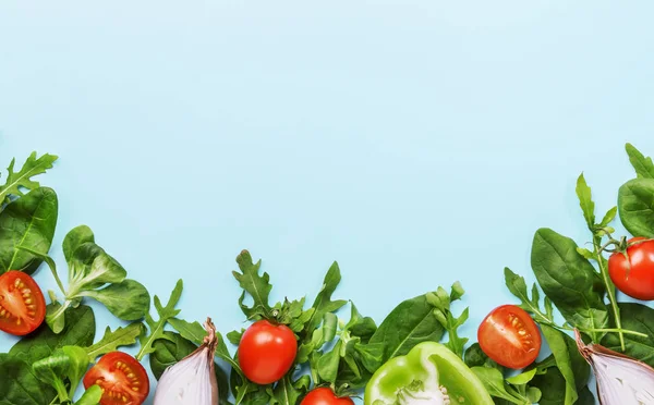 Zdrowe Tło Żywności Różnych Zielonych Ziół Warzyw Składniki Gotowania Sałatki — Zdjęcie stockowe