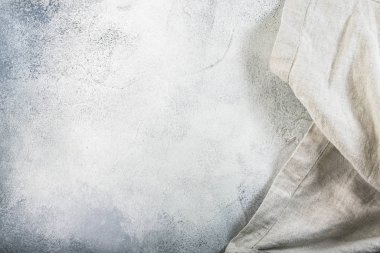 Linen Kitchen Masa örtüsü gri tablo, üst görünüm ve arkaplan kopyala