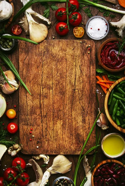 Фон Приготовления Пищи Ингредиенты Приготовления Веганских Блюд Овощей Корней Специй — стоковое фото