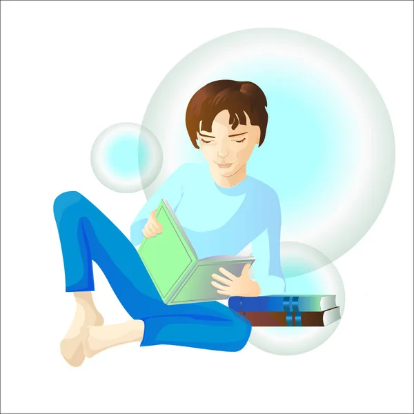 Çocuk kitap okuyor.