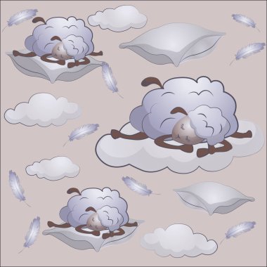 Seamless pattern. sleepy sheep clipart