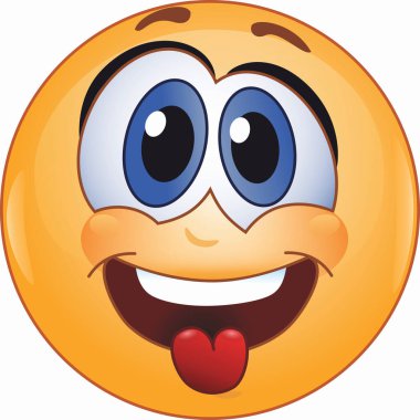 Emoji, mavi gözlü sevimli sarı gülücük.