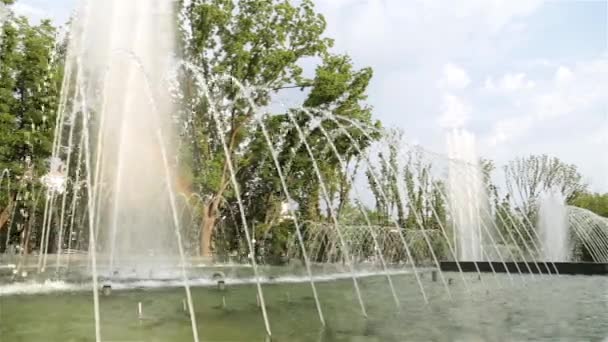 Beautiful city fountain. KRASNODAR, RUSSIA, July 2017. — Stock Video