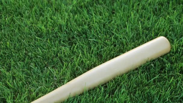 Baseball bat i piłka bliska — Wideo stockowe