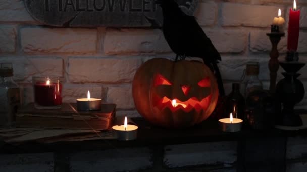 Vakantie Halloween en pompoen Jack. — Stockvideo
