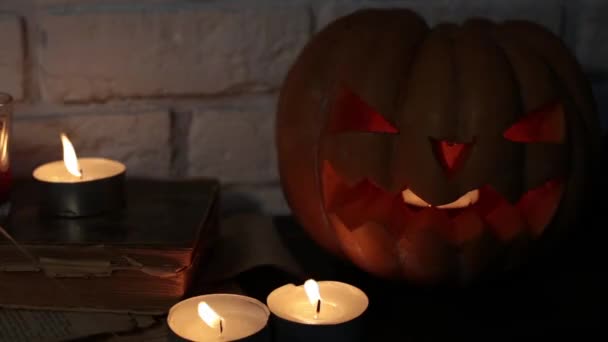 Vakantie Halloween en pompoen Jack. — Stockvideo