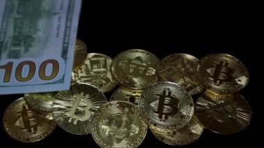 Bitcoins ve bizi dolar altın paralar.