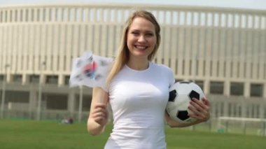 Futbol fan ile Güney Kore bayrağı.