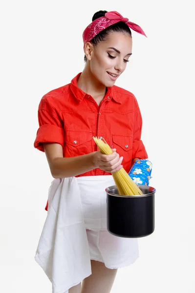 Meisje in de keuken — Stockfoto