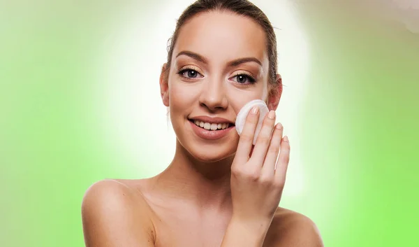 beautiful girl make up remove fresh and clean perfect skin concept