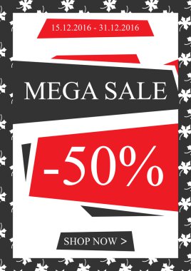 Vector promotional Mega Sale banner for online stores clipart