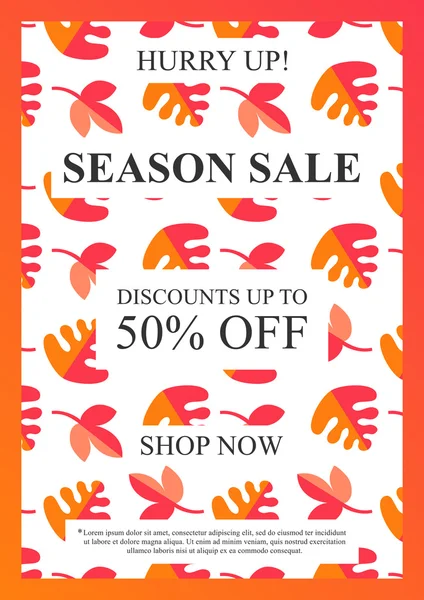 Vector Season Banner de venta con patrón de hojas de otoño — Vector de stock