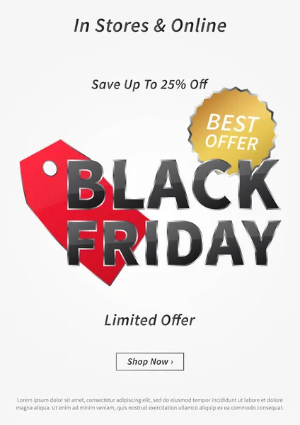 Black Friday with red price tag vector illustration — Stock Vector