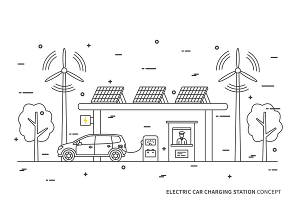 Stacja ładowania samochodów elektrycznych — Wektor stockowy