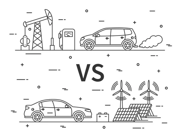 Carburant VS voiture électrique — Image vectorielle
