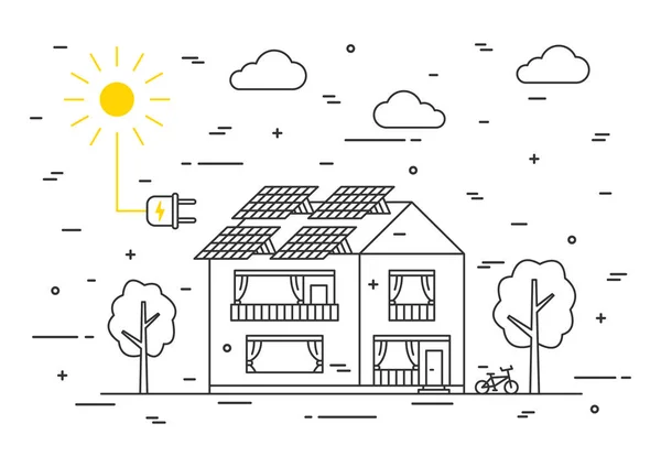 Sluneční elektřiny dům — Stockový vektor