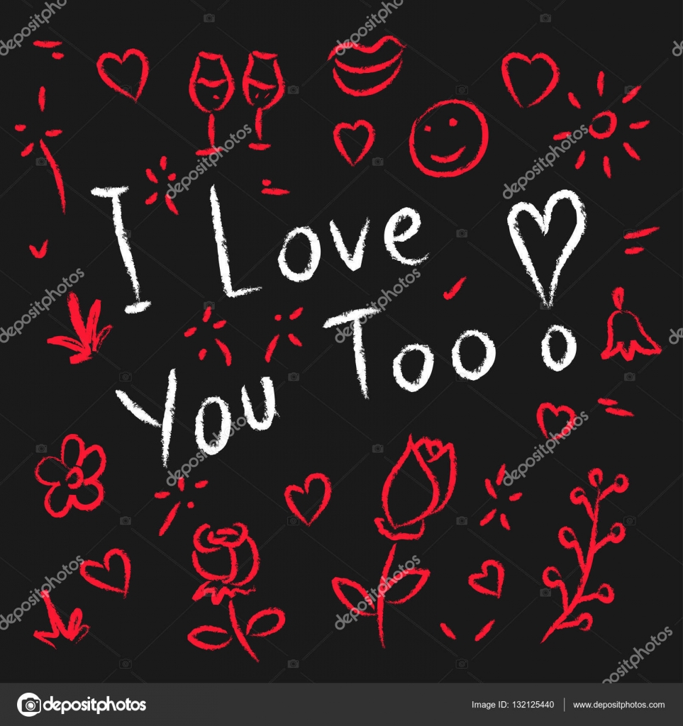 I love you too hand drawn vector illustration Stock Vector by ...