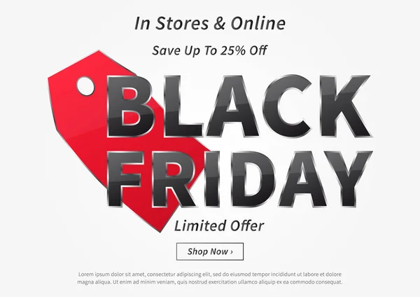 Black Friday with red price tag vector illustration — Stock Vector