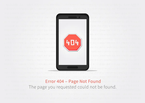 Ιστοσελίδα 404 σελίδα δημιουργικό concept με το κινητό τηλέφωνο — Διανυσματικό Αρχείο