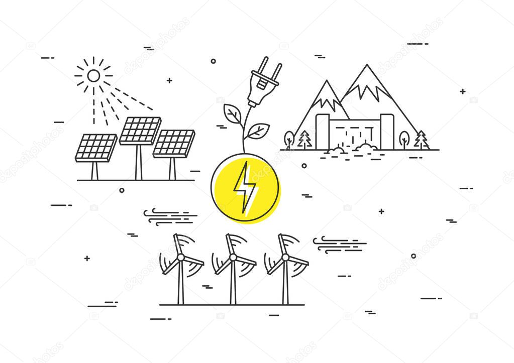 Alternative energy sources vector illustration